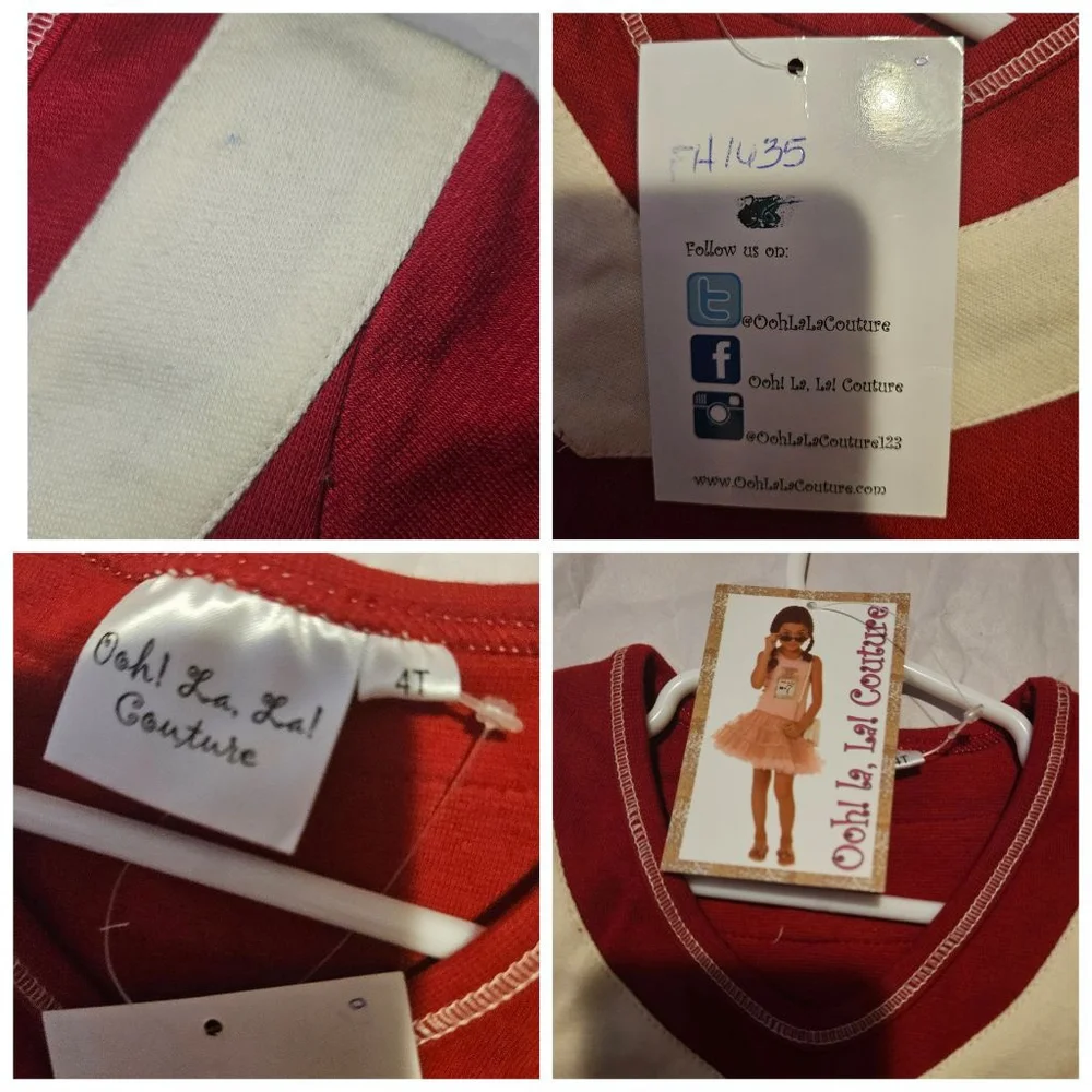 Ooh! La, La! Couture Dress Girl's 4T Red White NEW